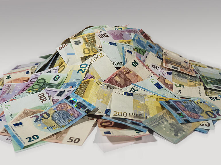 Stash of Euro bank notes