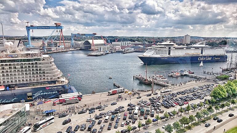 Kiel harbor with two cruise ships