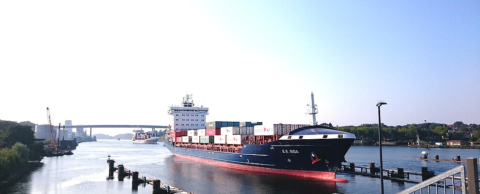container ship at Kiel Canal