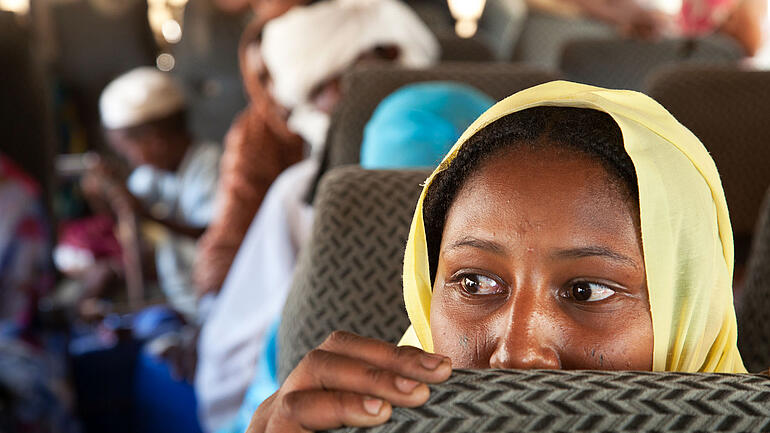 Woman in a bus