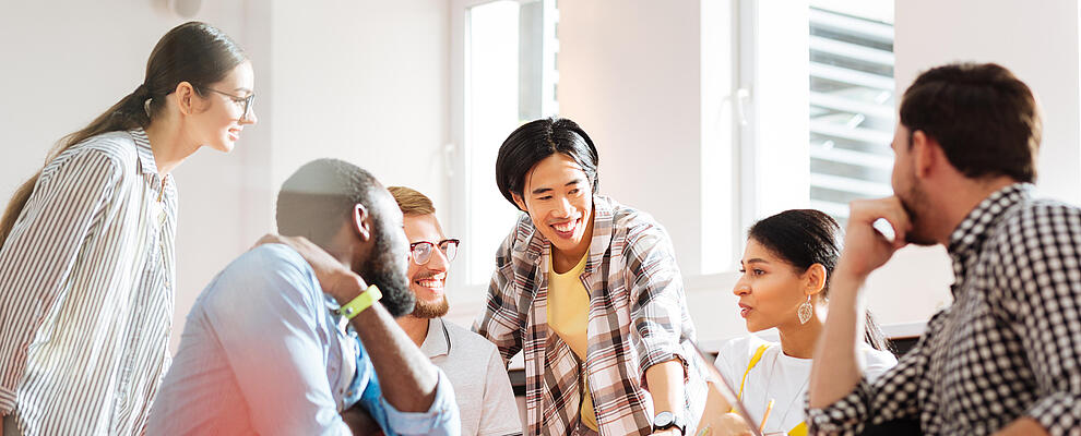 Students gathered for an informal conversation