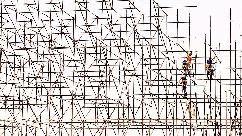 Wooden scaffolding construction