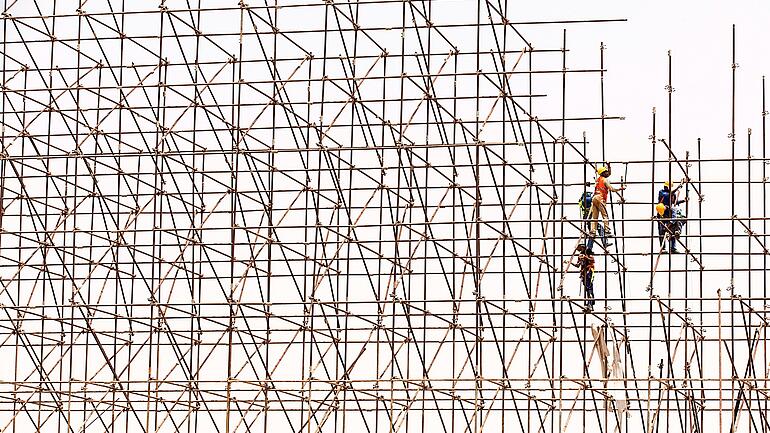 Wooden scaffolding construction
