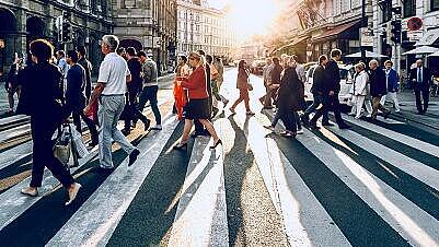 People passing on crosswalk