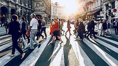 People passing on crosswalk