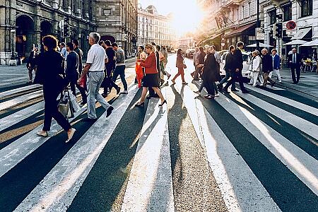 People passing on crosswalk