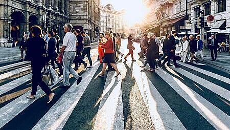 People passing on crosswalk