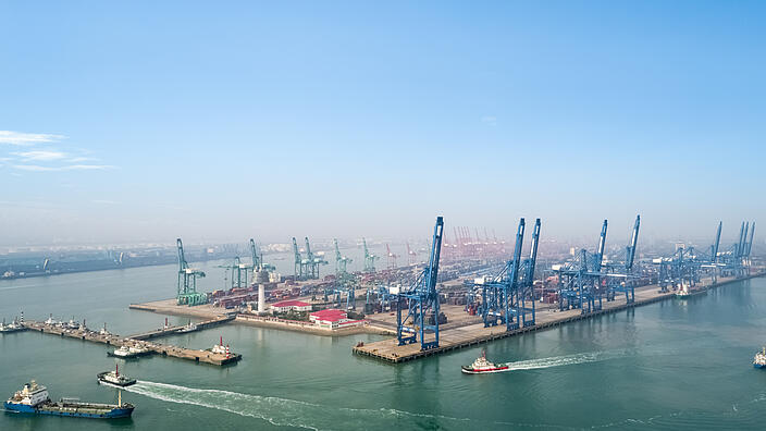 aerial view of tianjin port