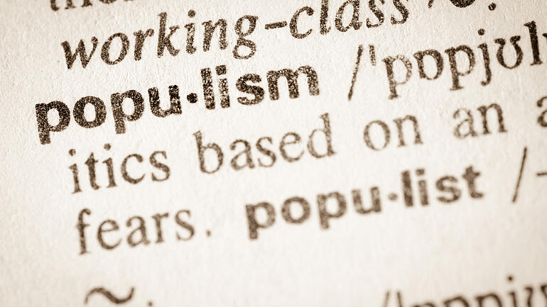 Close-up of Dictionary definition of word populism