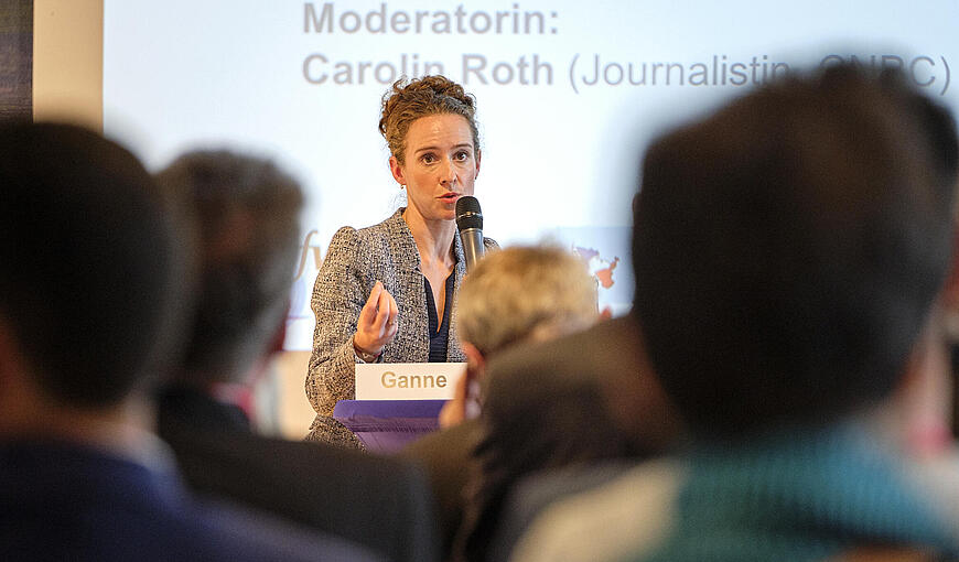 Emmanuelle Ganne on stage (Senior Analyst, World Trade Organization)