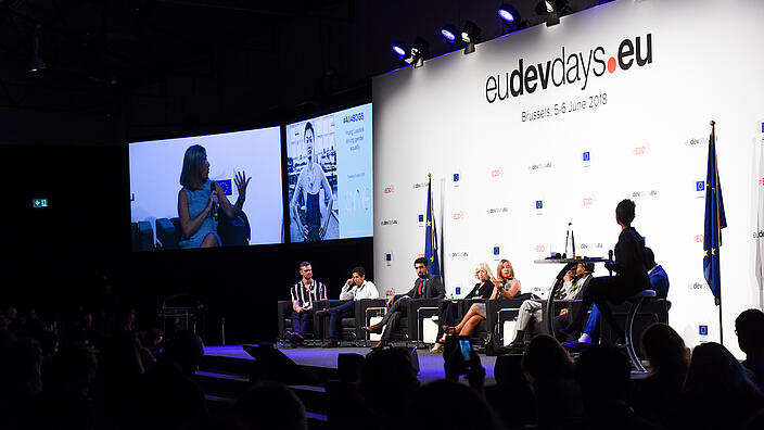 Panel on stage at EU Dev Days 2018