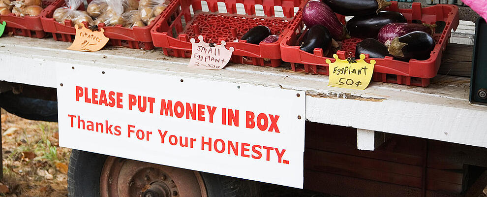 Road-side produce stand with honor system