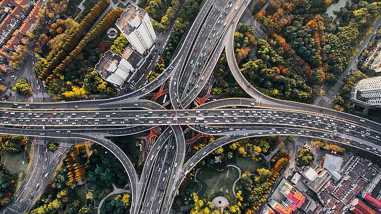 Aerial view of an interchange
