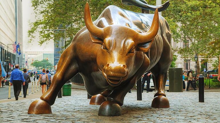 Bull sculpture in Wall street, New York City