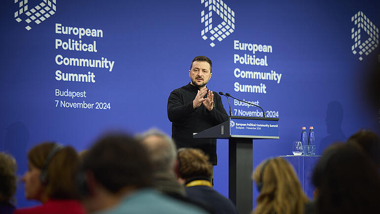 Ukraine President Selenskyj at the European Political Community Summit, Budapest, 7 November 2024