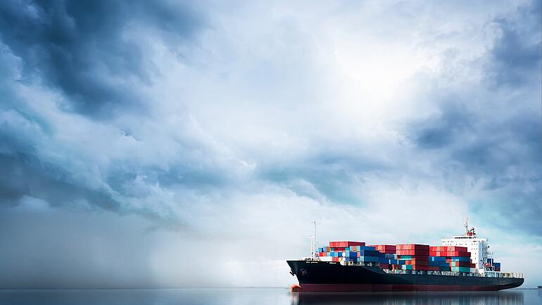 Cargo ship at sea